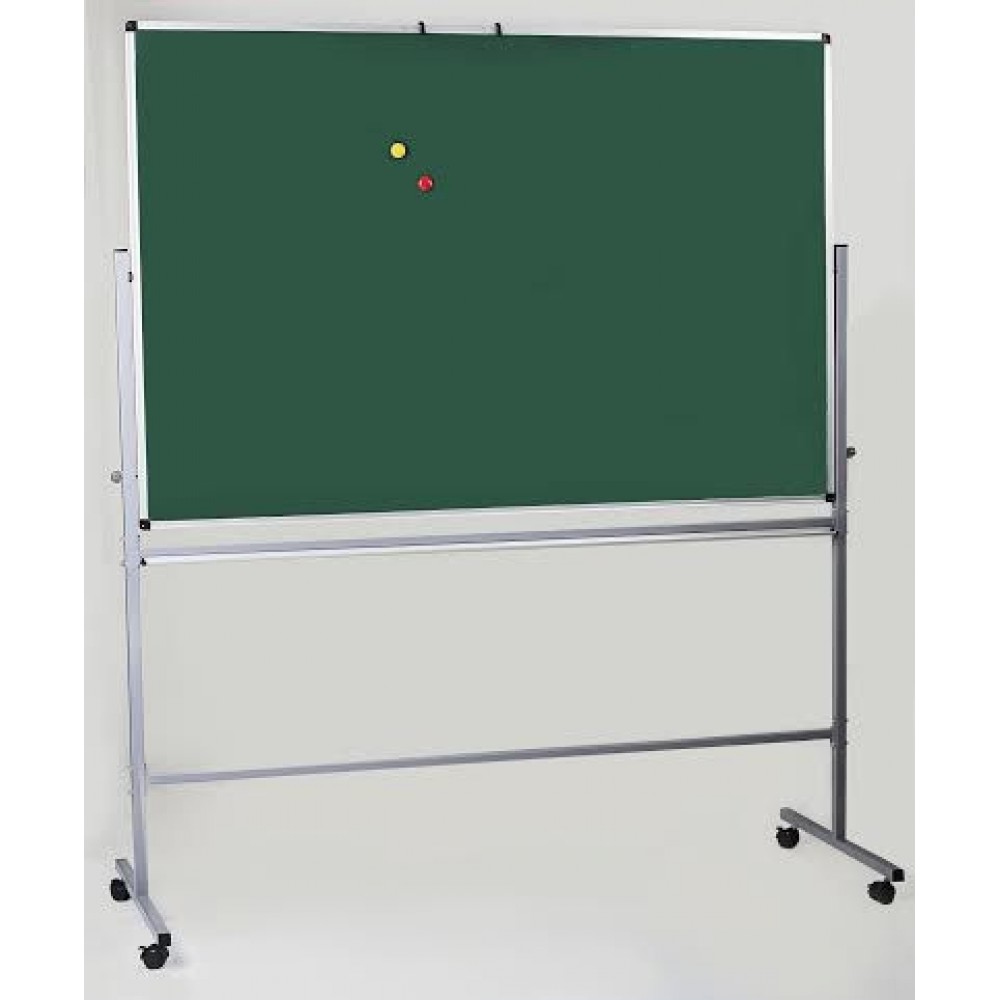 Доска поворотная двухсторонняя на колесах маркер/мел 90х120 см (зеленая)